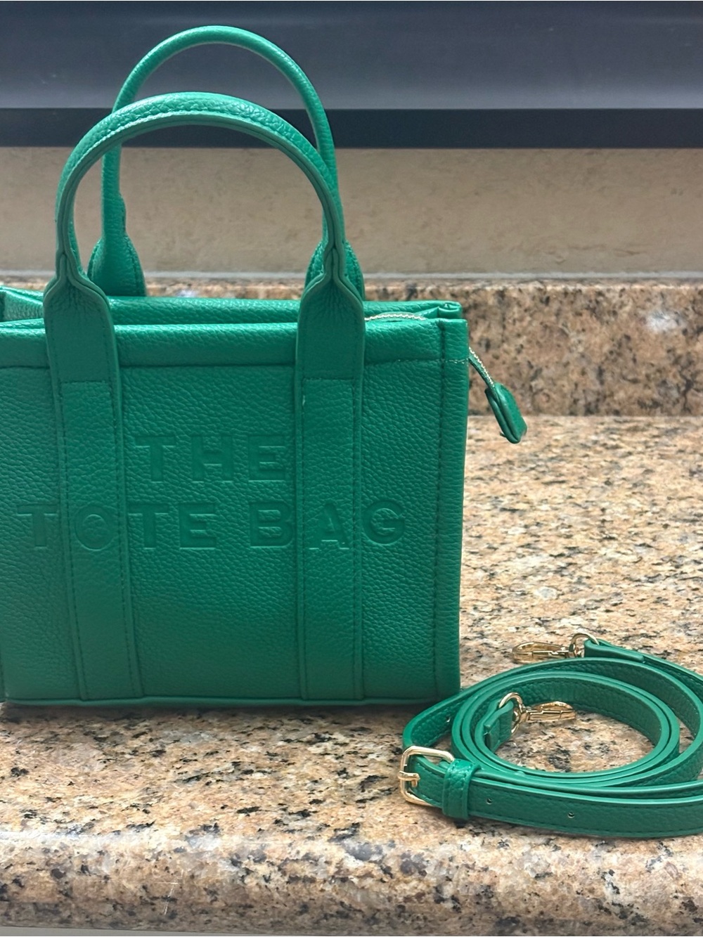 Excellent condition - Green The Tote Bag Leather Tote with Detachable Strap